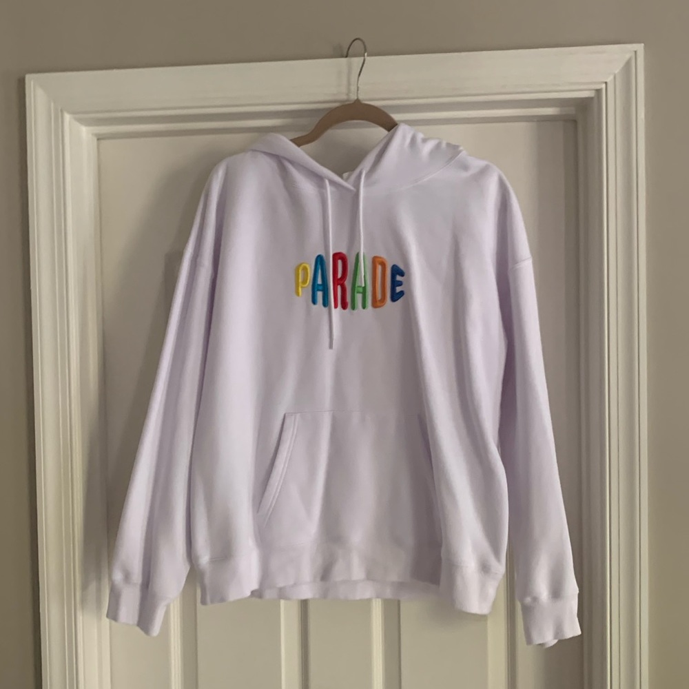 white parade hoodie - size L